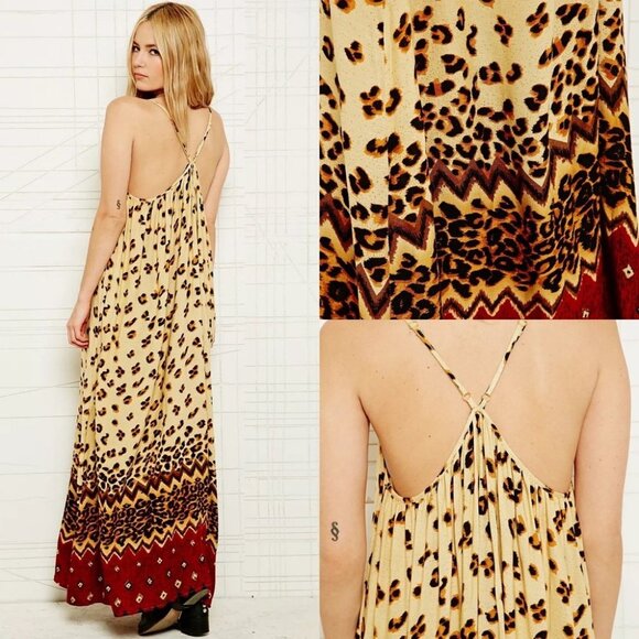 Revolve MinkPink Maxi Dress Wild Thing Leopard Print Ombre Bohemian Size XS Boho - Picture 8 of 13
